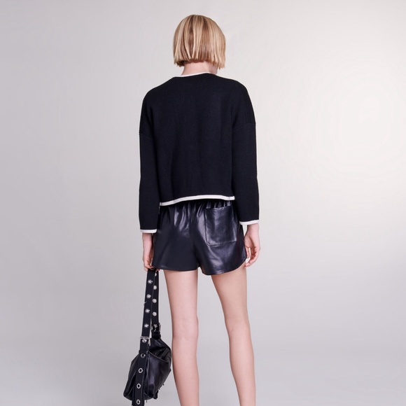 Maje 224 Margot Knit Cardigan Sweater in Black - Picture 5 of 13